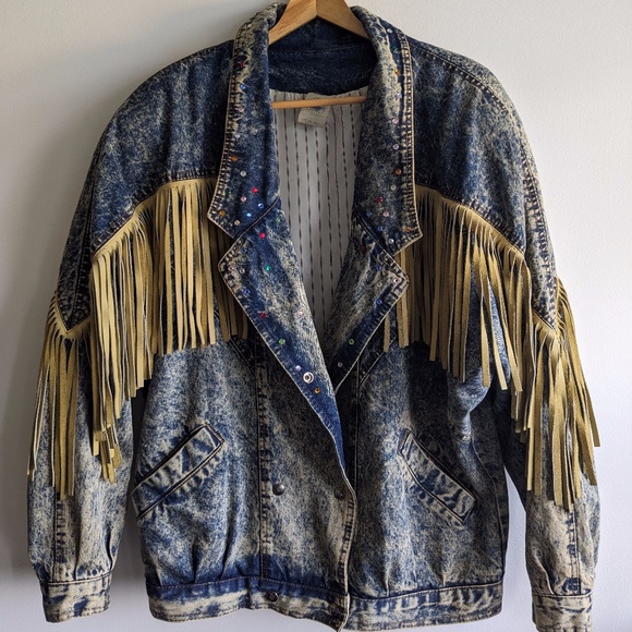 Vintage Jackets & Blazers - Acid Wash Bejewelled Jacket